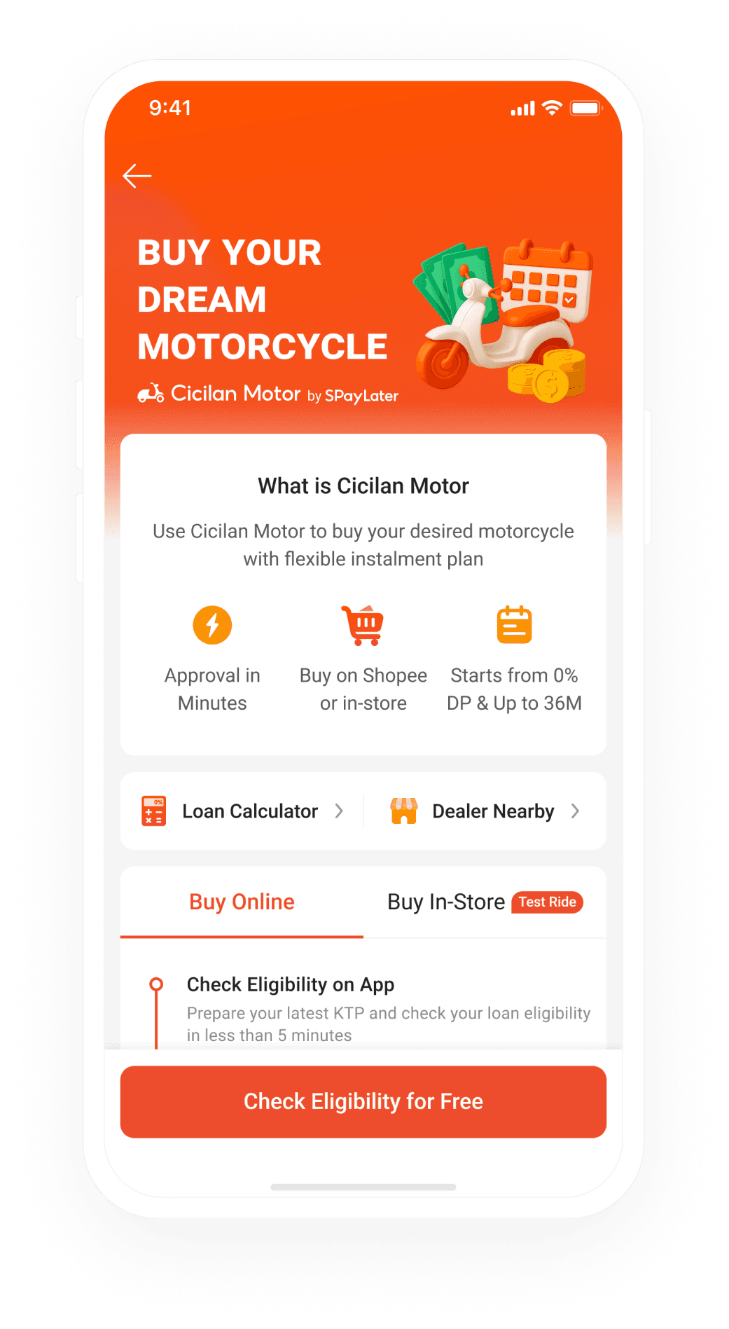 Cicilan Motor by SPayLater app interface