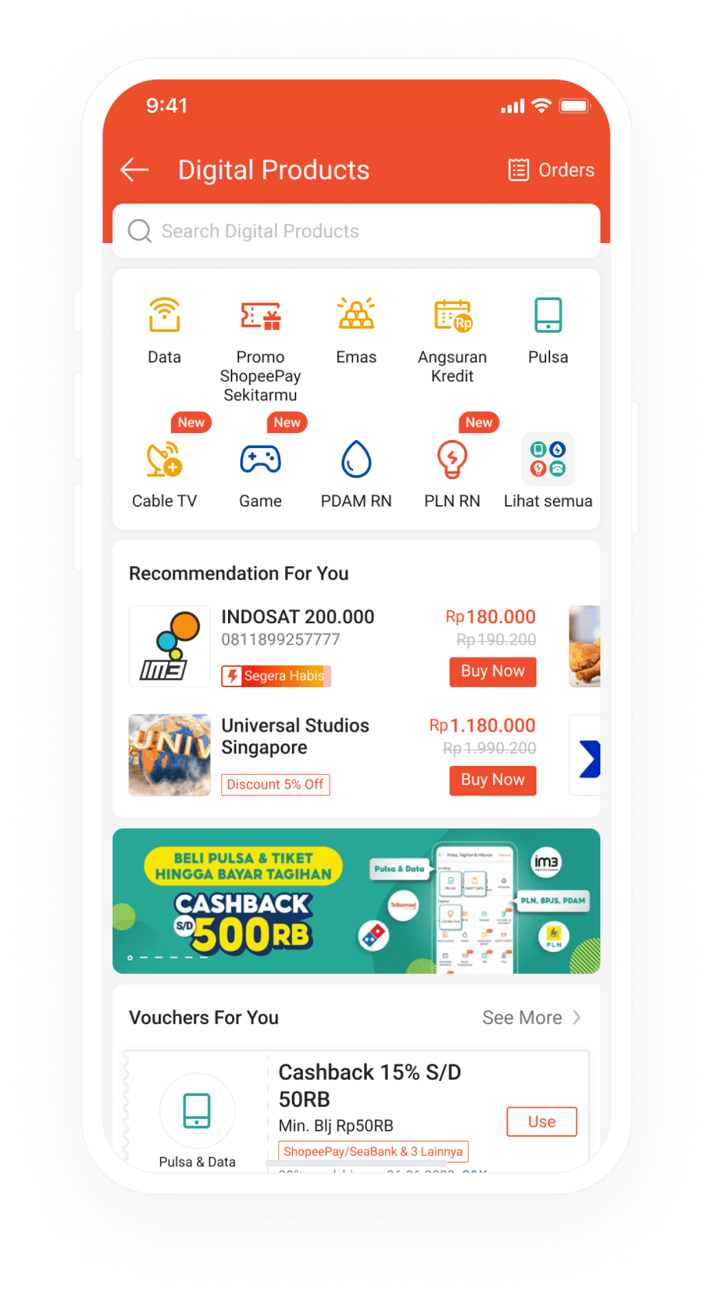 Produk Digital app interface