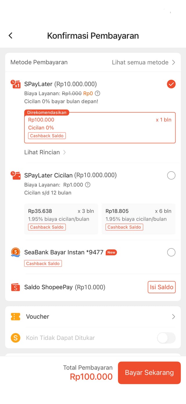 SPayLater dipilih sebagai metode pembayaran