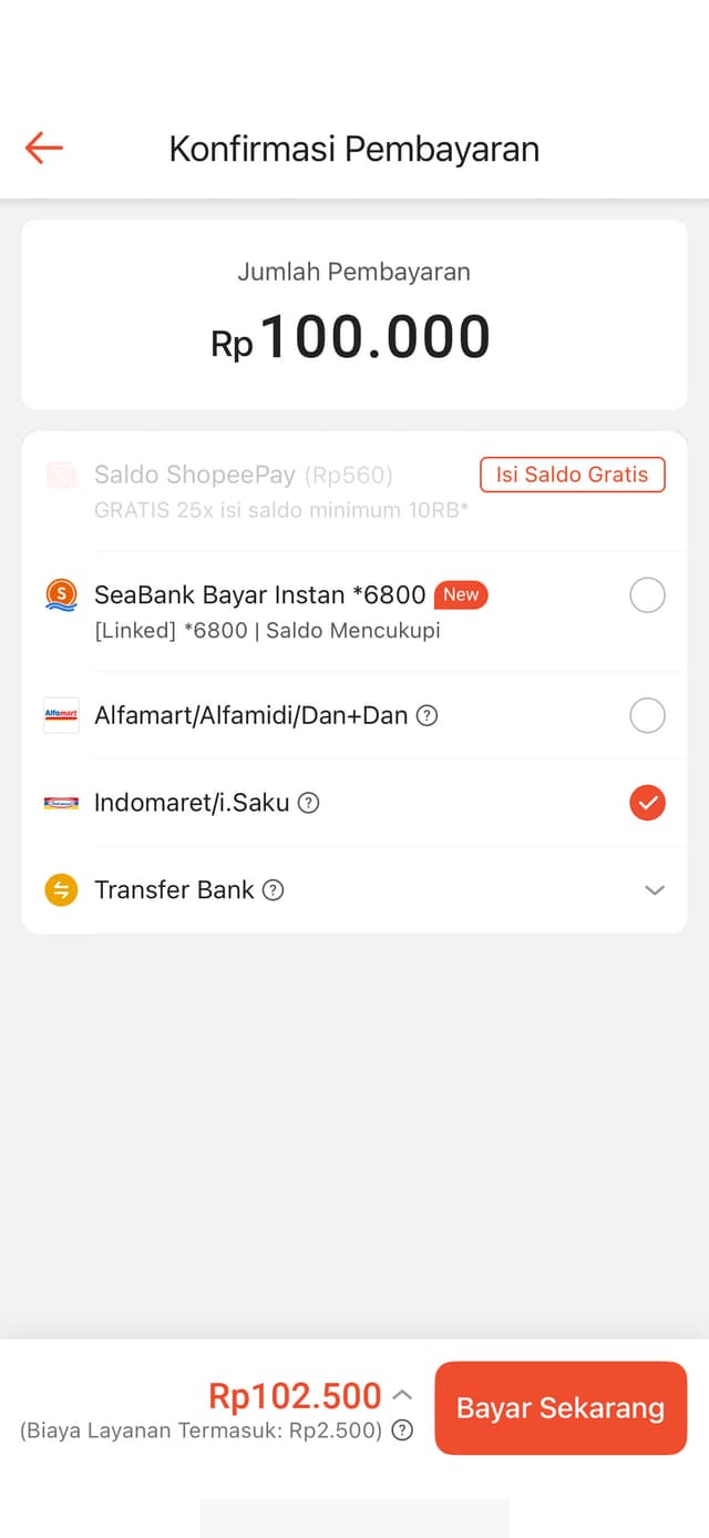 Pilih metode pembayaran