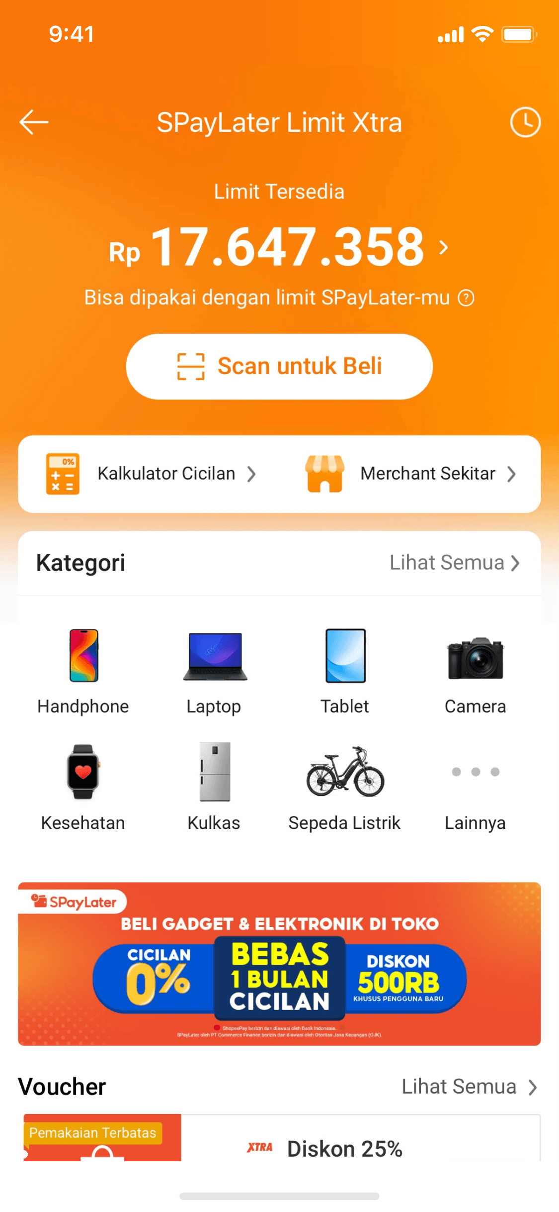 SPayLater Limit Xtra app interface